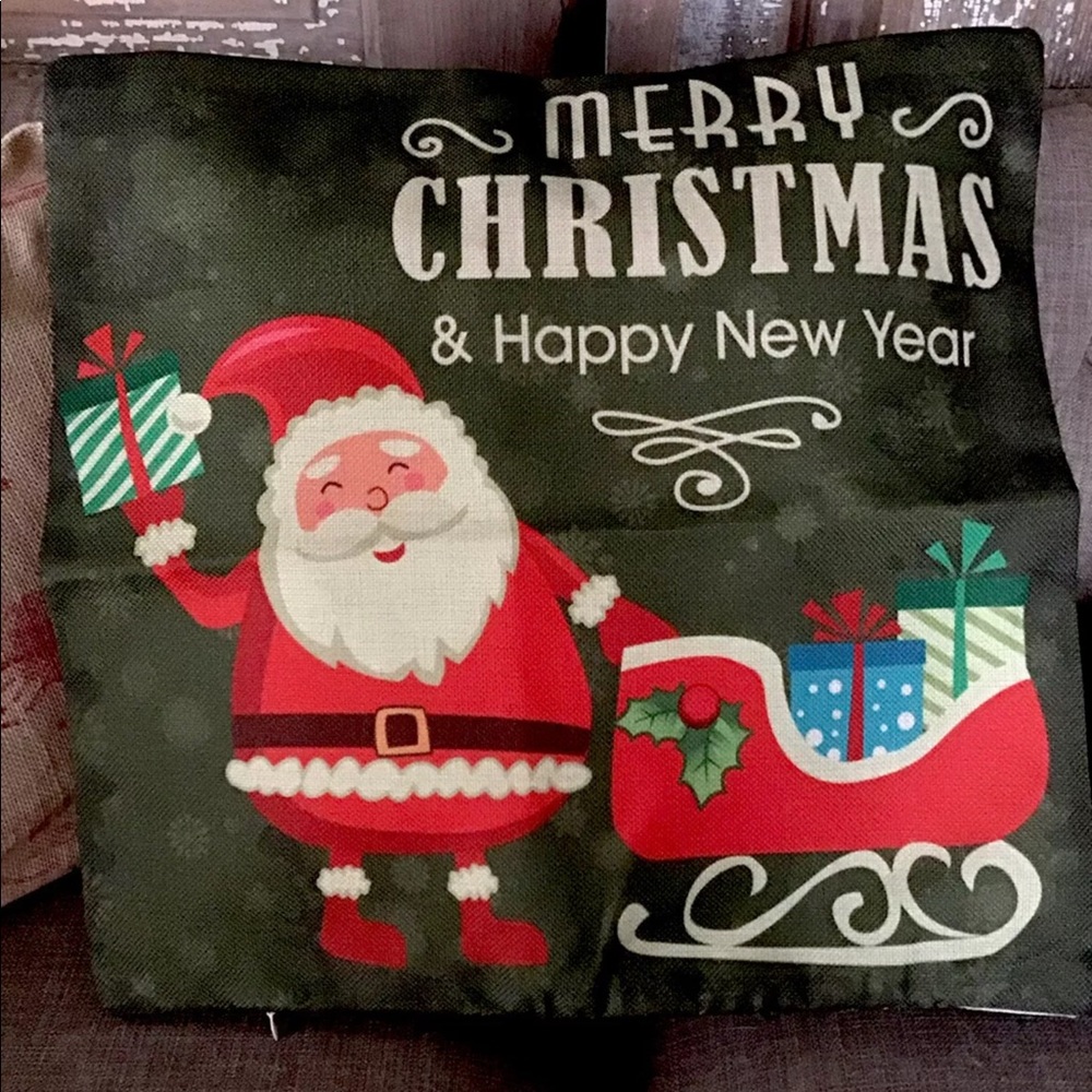 NEW IN PACKAGE Merry Christmas Pillow Cover Retro Look Burlap 18x18 Farmhouse